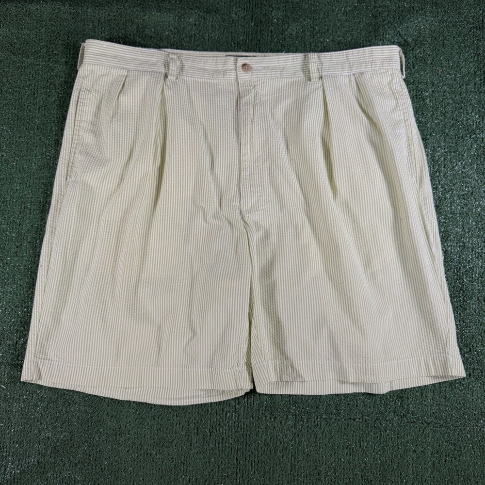 Polo Ralph Lauren Tyler Shorts Mens‎ 42 Green Seersucker Good Pleated Cotton
